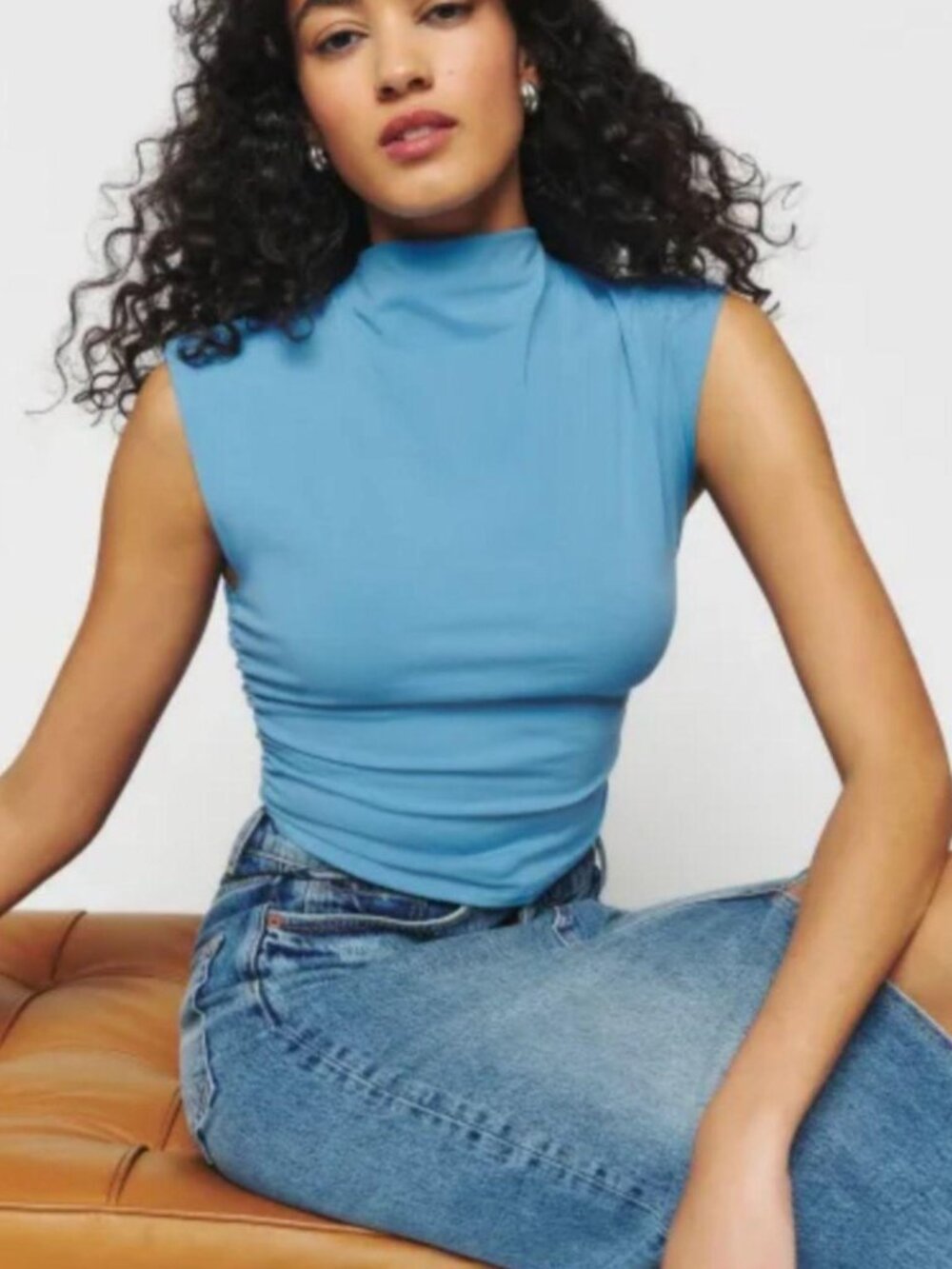 Reformation Lindy Top in Capri blue